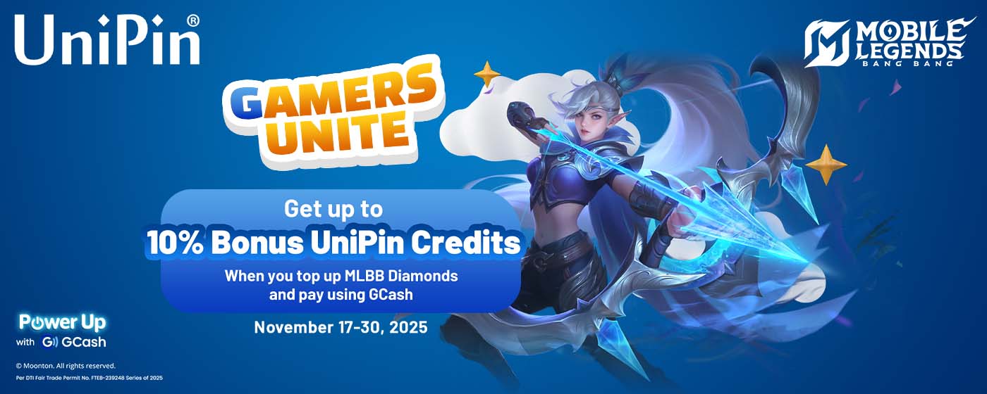 Gamers Unite: Get Up to 10% Bonus UniPin Credits When You Top Up MLBB Diamonds via GCash! (PH)